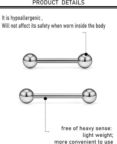 16G 14G 12G Titanium G23 Tongue Rings Nipple Piercing Jewelry Externally/Internally Threaded Bars Nipple Tongue Barbells Piercing Jewelry for Women Men 12mm 14mm 16mm 19mm 22mm in Saudi Arabia