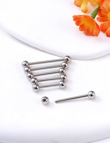 16G 14G 12G Titanium G23 Tongue Rings Nipple Piercing Jewelry Externally/Internally Threaded Bars Nipple Tongue Barbells Piercing Jewelry for Women Men 12mm 14mm 16mm 19mm 22mm in Saudi Arabia