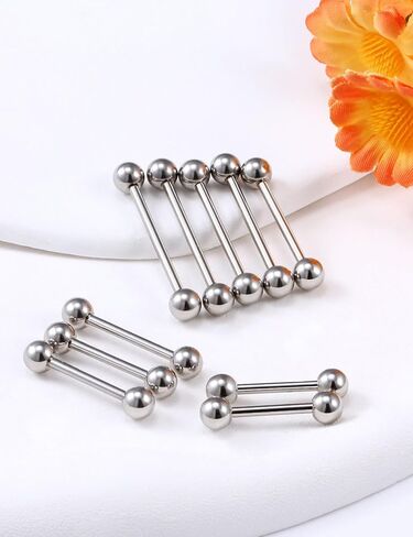 16G 14G 12G Titanium G23 Tongue Rings Nipple Piercing Jewelry Externally/Internally Threaded Bars Nipple Tongue Barbells Piercing Jewelry for Women Men 12mm 14mm 16mm 19mm 22mm in Saudi Arabia