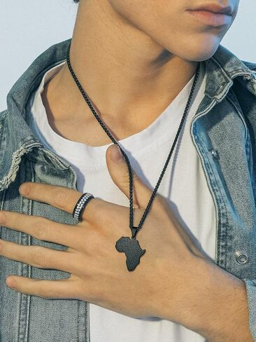 Richsteel African Map Necklace for Men Women Stainless Steel in Saudi Arabia