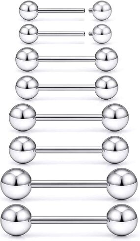 16G 14G 12G Titanium G23 Tongue Rings Nipple Piercing Jewelry Externally/Internally Threaded Bars Nipple Tongue Barbells Piercing Jewelry for Women Men 12mm 14mm 16mm 19mm 22mm in Saudi Arabia