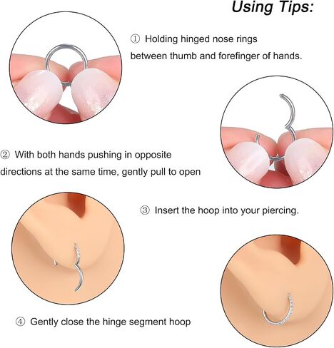 Aumeo 20G 18G 16G Nose Rings Hoops 316L Surgical Steel Double Hoop Nose Ring Septum Rings Threadless Nose Stud Tragus Helix Cartilage Daith Piercing Jewelry Silver Gold 7mm 8mm 9mm in Saudi Arabia