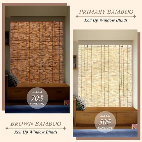 2 Pack 47 "W x 71" H Retro Roll Up Shade for Windows Natural Reed Shades for Patio Window Shades in Saudi Arabia