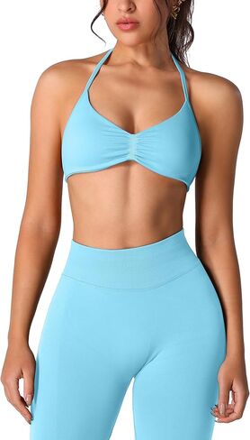 ABOCIW Workout Sets for Women 2 Piece Seamless Halter Sports Bra Scrunch Butt High Waist Leggings Gym Yoga Outfits in Kuwait