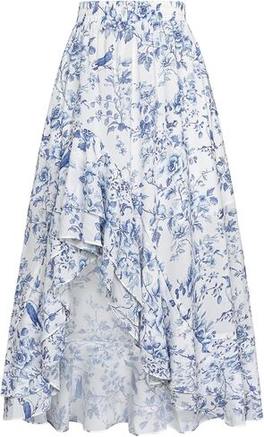 Scarlet Darkness Women's Renaissance Skirt Floral Print High Weist Chulled Boho Maxi Virts in Kuwait