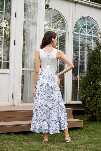 Scarlet Darkness Women's Renaissance Skirt Floral Print High Weist Chulled Boho Maxi Virts in Kuwait