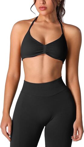 ABOCIW Workout Sets for Women 2 Piece Seamless Halter Sports Bra Scrunch Butt High Waist Leggings Gym Yoga Outfits in Kuwait