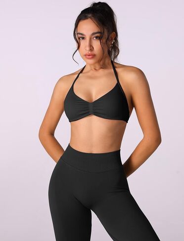 ABOCIW Workout Sets for Women 2 Piece Seamless Halter Sports Bra Scrunch Butt High Waist Leggings Gym Yoga Outfits in Kuwait