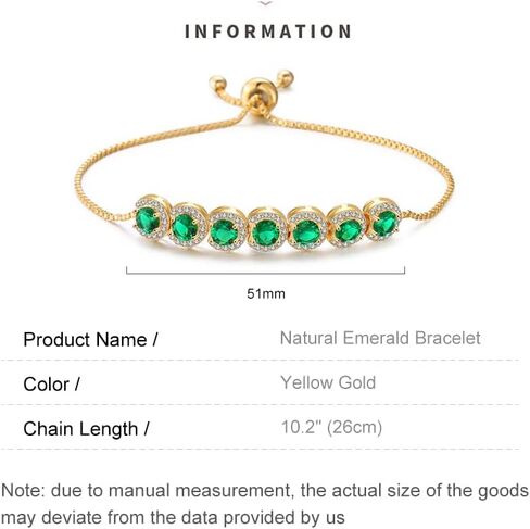 14K Gold Bracelet with Emerald Gemstone and Moissanite for Women, Bezel Design, Ideal Birthday Jewelry Gift in Saudi Arabia