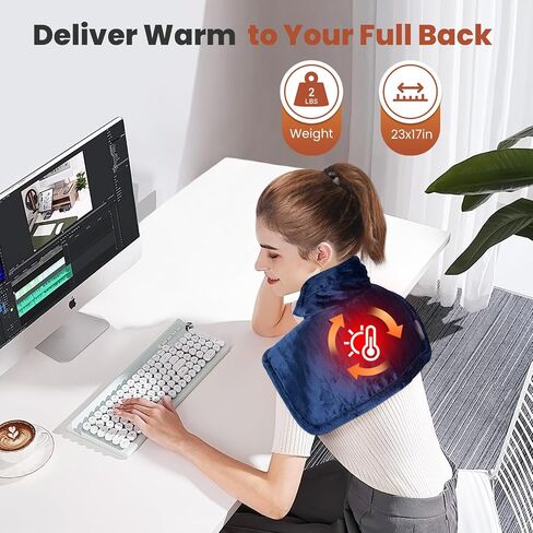 Heating Pad for Neck and Shoulders and Back, Electric Weighted Heat Pad for Pain Relief, 6 Heat Settings & Auto Shut Off Heated Wrap, Machine Washable Ultra Soft Fabric, Gifts for Women, Men, Mom, Dad in Saudi Arabia