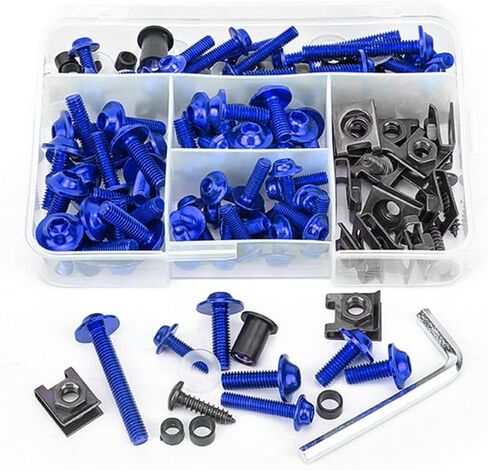 195PCS Motorcycle Fairing Bolt Kit, M5 M6 Aluminum Motor Windscreen Screws Fasteners Fairing Bolts Nut Clips Mounting Washers Nuts Screws Assortment, Universal for Motor, Sport Bike（Green） in Saudi Arabia
