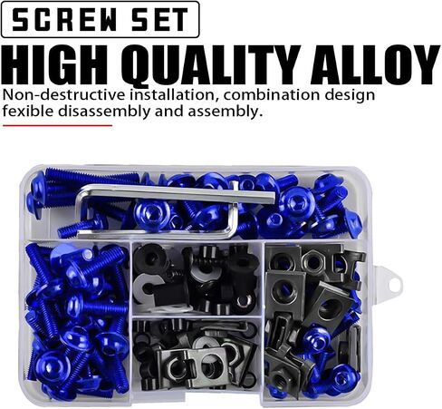 195PCS Motorcycle Fairing Bolt Kit, M5 M6 Aluminum Motor Windscreen Screws Fasteners Fairing Bolts Nut Clips Mounting Washers Nuts Screws Assortment, Universal for Motor, Sport Bike（Green） in Saudi Arabia