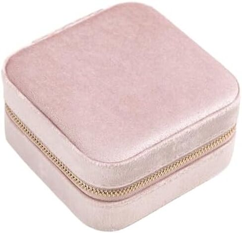 ZOYA JEWELRY DESIGN small Travel jewelry box case, organizer for men and women, boxes with ring,Earring, necklace storage, Gift for her velvet jewelry box, Ideal for jewelry (Pink) in Saudi Arabia