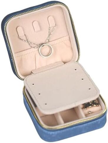 Zoya Jewelry Design Small Travel Jewelry Box Case ، منظم للرجال والنساء ، الصناديق مع الحلقة ، قرط ، تخزين القلادة ، هدية لصندوق المجوهرات المخملية لها ، مثالية للمجوهرات (الوردي) in Kuwait