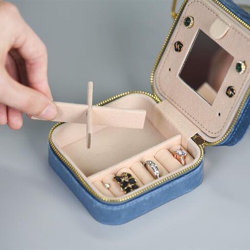 ZOYA JEWELRY DESIGN small Travel jewelry box case, organizer for men and women, boxes with ring,Earring, necklace storage, Gift for her velvet jewelry box, Ideal for jewelry (Pink) in Saudi Arabia