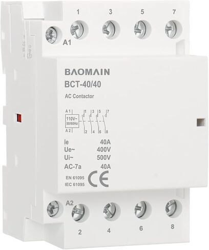 Baomain AC Contactor 63A 4 Pole 4 Normally Open 4 NO Universal Circuit Control 35mm DIN Rail Mount CE Listed BCT-63/40 (AC 110V) in Saudi Arabia