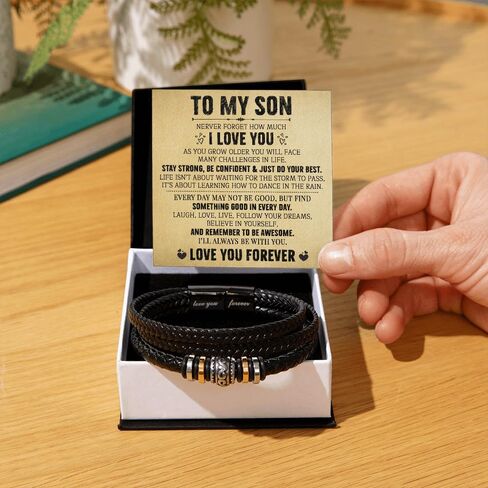 To My Son Bracelet - Birthday Gift For Son With Message Card and Box in Saudi Arabia