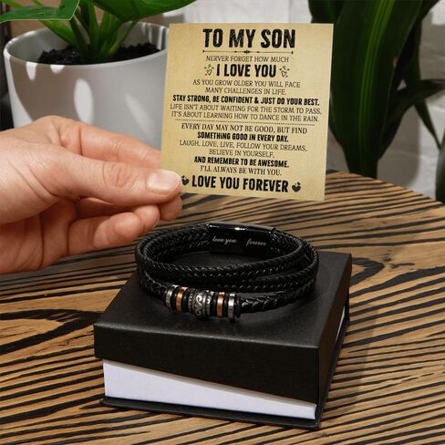 To My Son Bracelet - Birthday Gift For Son With Message Card and Box in Saudi Arabia