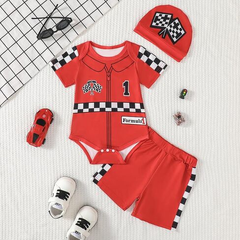 Baby Boy 1st Birthday Outfit One Year Old Birthday Clothes First Birthday Race Car Driver Bosysuit in Saudi Arabia