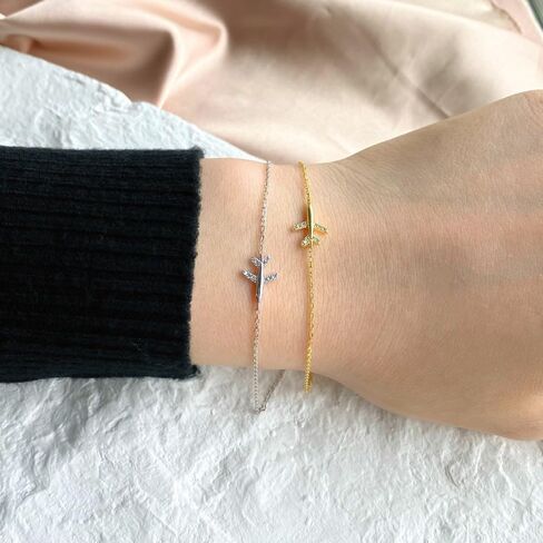 Cubic Zirconia Airplane Bracelet for Women 925 Sterling Silver Fly Plane Delicate Bracelets Minimalist Adjustable Statement Hypoallergenic Chain Jewelry in Kuwait