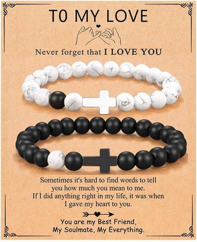 I Love You Beaded Cross Bracelet, Matching Bracelets for Couples Gifts for Him Christian Bracelets for Women, Love Bracelet Relationship Bracelets His & Her Valentine'S Day Cool Bracelets With Cross in Kuwait