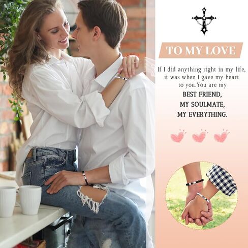 I Love You Beaded Cross Bracelet, Matching Bracelets for Couples Gifts for Him Christian Bracelets for Women, Love Bracelet Relationship Bracelets His & Her Valentine'S Day Cool Bracelets With Cross in Kuwait