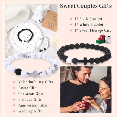 I Love You Beaded Cross Bracelet, Matching Bracelets for Couples Gifts for Him Christian Bracelets for Women, Love Bracelet Relationship Bracelets His & Her Valentine'S Day Cool Bracelets With Cross in Kuwait