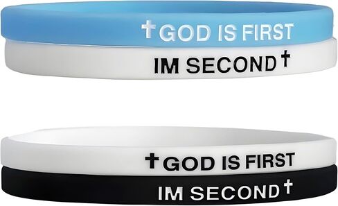 LIU JUN God Is First Bracelet, GOD IS FIRST IM SECOND Christian Rubber Bracelets Inspirational Engraved Bible Verses Cross Silicone Bracelet For Women Men Faith Gifts in Saudi Arabia