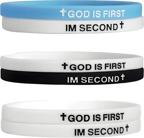 LIU JUN God Is First Bracelet, GOD IS FIRST IM SECOND Christian Rubber Bracelets Inspirational Engraved Bible Verses Cross Silicone Bracelet For Women Men Faith Gifts in Saudi Arabia