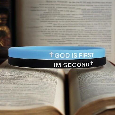 LIU JUN God Is First Bracelet, GOD IS FIRST IM SECOND Christian Rubber Bracelets Inspirational Engraved Bible Verses Cross Silicone Bracelet For Women Men Faith Gifts in Saudi Arabia