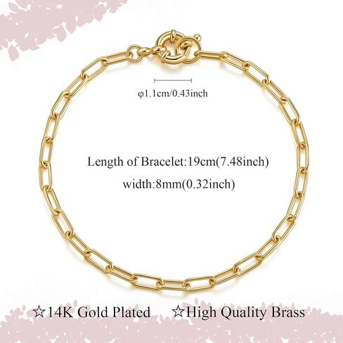 Thick Chain Bracelet for Women 14K Gold Plated Vintage Dainty Statement Chain Bracelet in Saudi Arabia