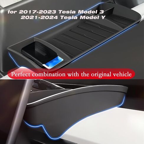 YHCDSEA لعام 2017-2023 Tesla Model 3 و 2020-2024 Tesla Model Y Center Console Organizer Behind Screens Storage Box Dashboard Hidden Trans Exclseories (2017-2023 M3/2020-2024 MY) in Kuwait