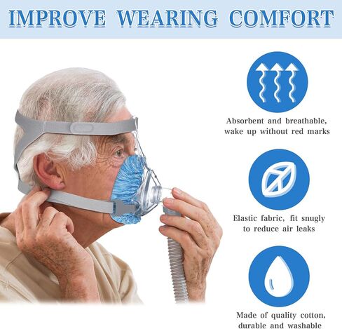 Tudomro 6 Pack Cpap Mask Liners for Full Face Cover, Soft Reusable Cushion Mask Covers Absorb Facial Oils and Moisture(Bright Color) in Saudi Arabia
