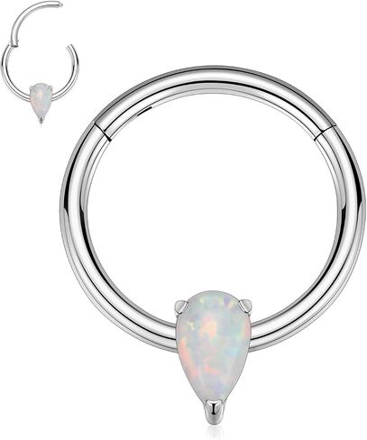 PEAKLINK Opal Septum Piercing Nose Hoop Ring 16 Gauge Conch Earring Helix Cartilage Piercing Daith Rook Tragus Jewelry Surgical Steel Nose Piercing for Women in Saudi Arabia