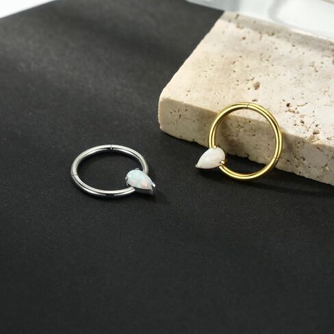 PEAKLINK Opal Septum Piercing Nose Hoop Ring 16 Gauge Conch Earring Helix Cartilage Piercing Daith Rook Tragus Jewelry Surgical Steel Nose Piercing for Women in Saudi Arabia