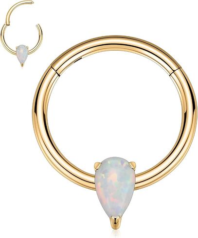 PEAKLINK Opal Septum Piercing Nose Hoop Ring 16 Gauge Conch Earring Helix Cartilage Piercing Daith Rook Tragus Jewelry Surgical Steel Nose Piercing for Women in Saudi Arabia