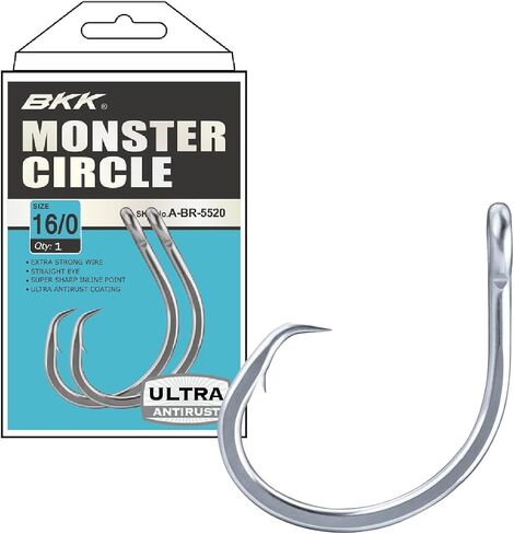 BKK Monster Circle Hook Drifting | 4X | Saltwater Ultra-Antirust Coating | Needle Hook Point | Forged Shank | Tuna Marlin Big Game in Kuwait