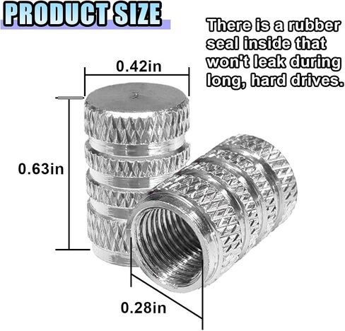 4PCS Car Tire Valve Stem Caps - Aluminum Alloy Valve Cap Car Air Cover - Dust Proof & Corrosion Resistant Tire Valve Cover - Universal Stem Covers for Cars, Trucks, Bikes, Motorcycles (Silver) in Saudi Arabia