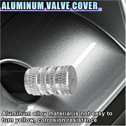 4PCS Car Tire Valve Stem Caps - Aluminum Alloy Valve Cap Car Air Cover - Dust Proof & Corrosion Resistant Tire Valve Cover - Universal Stem Covers for Cars, Trucks, Bikes, Motorcycles (Silver) in Saudi Arabia