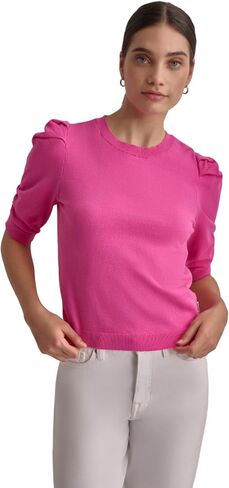 DKNY Women's Elbow Sleeve Crew Neck Puff Shoulder Jeans Sweater in Kuwait