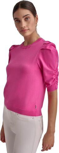 DKNY Women's Elbow Sleeve Crew Neck Puff Shoulder Jeans Sweater in Kuwait