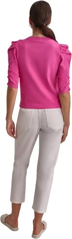 DKNY Women's Elbow Sleeve Crew Neck Puff Shoulder Jeans Sweater in Kuwait