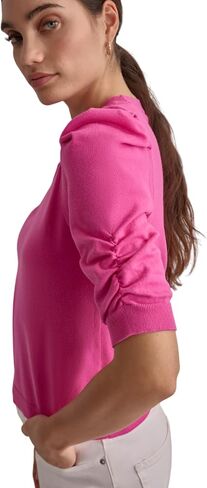 DKNY Women's Elbow Sleeve Crew Neck Puff Shoulder Jeans Sweater in Kuwait