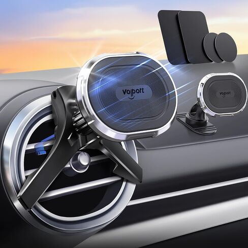 volport Magnetic Car Mount Air Vent Cell Phone Holder, Universal Vehicle Dash Dashboard Ac Airvent Cellphone Magic Stand with Clip Hook, for iPhone 16 15 Samsung Lenovo Google etc in Saudi Arabia