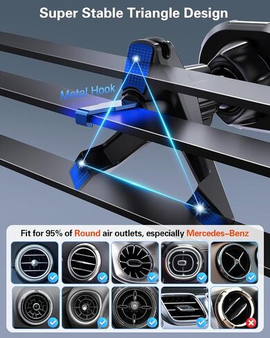 volport Magnetic Car Mount Air Vent Cell Phone Holder, Universal Vehicle Dash Dashboard Ac Airvent Cellphone Magic Stand with Clip Hook, for iPhone 16 15 Samsung Lenovo Google etc in Saudi Arabia