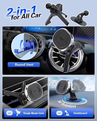 volport Magnetic Car Mount Air Vent Cell Phone Holder, Universal Vehicle Dash Dashboard Ac Airvent Cellphone Magic Stand with Clip Hook, for iPhone 16 15 Samsung Lenovo Google etc in Saudi Arabia