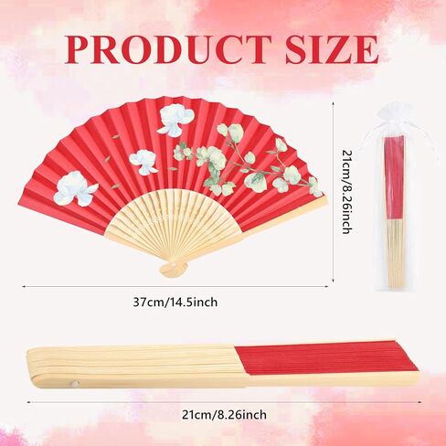 CHRORINE 12 Pack White Bamboo Folding Fans Handheld Paper Hand Fans for Women Foldable Girls Wedding DIY Decoration Party Favors in Kuwait