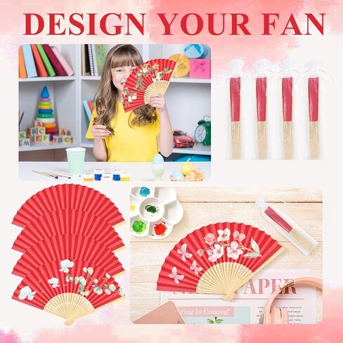 CHRORINE 12 Pack White Bamboo Folding Fans Handheld Paper Hand Fans for Women Foldable Girls Wedding DIY Decoration Party Favors in Kuwait