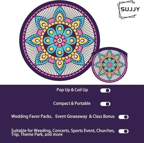 4 Pack Purple Mandala Pattern Folding Hand Fans, Compact Purse Fans for Women, Stowable Handheld Fan for Concert, Travel, Indoor & Outdoor Activities (Purple Mandala in Saudi Arabia