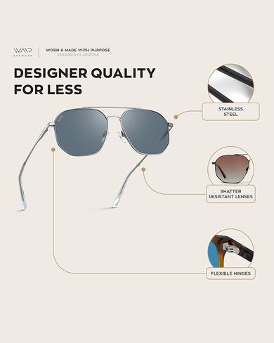 Wearme Pro Premium Quality Aviator Genslasses for Men - تصميم متين الوزن مع حماية للأشعة فوق البنفسجية in Kuwait